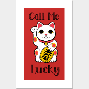 Call Me Lucky Japanese Fortune Cat Posters and Art